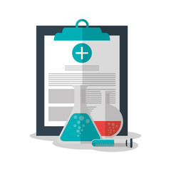 Medical history and flask icon. Medical health care and hospital  theme. Colorful design. Vector illustration