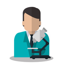 Doctor man and microscope icon. Medical health care and hospital  theme. Colorful design. Vector illustration