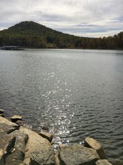 Rocky shore at lake