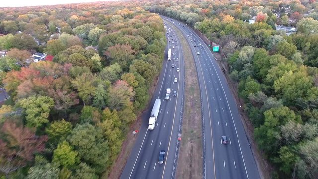 Aerial Footage Hwy 295 North via New Jersey in the Fall