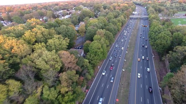 Aerial Footage Hwy 295 North via New Jersey in the Fall