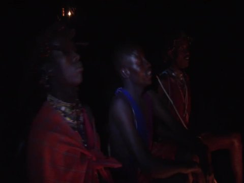 Masai singing at the night near to fire