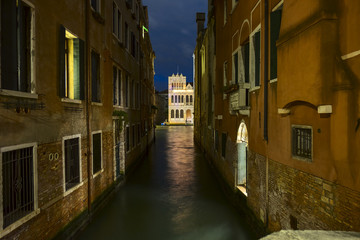 Fototapeta na wymiar Venice cityscape at night, Grand Canal. Venice Italy