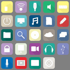 Long shadow Flat Icon : computer and IT related