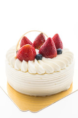 Vanilla cream cake with strawberry on top