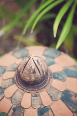Selective focus of  ancient pot , Thai style