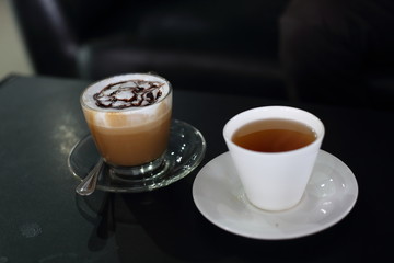 Cappuccino and tea