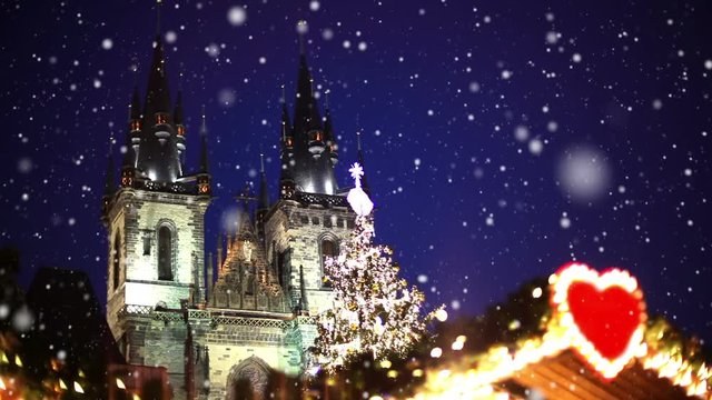 Christmas Night in the Prague Square