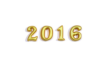 Isolated 2016 real 3d objects on white background, happy new year concept