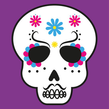 Nice skull, day of dead, mexican illustration, vector, eps.