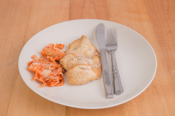 Steak chicken clean food with Kimchi