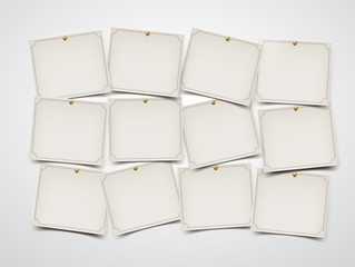 12 sticky notes attached to white background