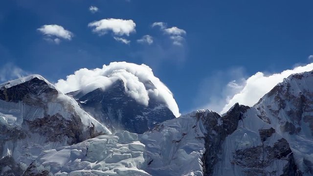 Lenticular cloud on the top of the world,Mount Everest, sunrise light
