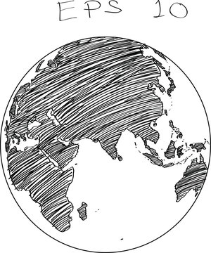 World Map Globe Vector line Sketch Up Illustrator, EPS 10.
