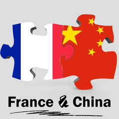 China and France flags in puzzle
