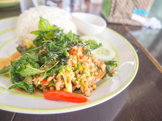 Rice with pork and basil