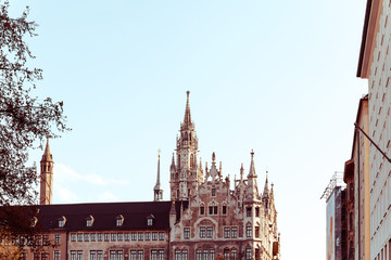 Obraz premium Traditional street view of old buildings in Munich, Bavaria, Ger