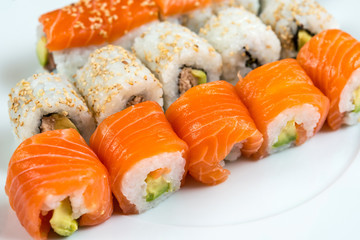 fresh sushi traditional japanese food on the table