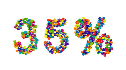 Thirty-five percent sign in festive colors