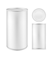 White blank metal tincan for soup, fish, beans and other product