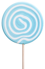 Round lollipop with blue and white swirls