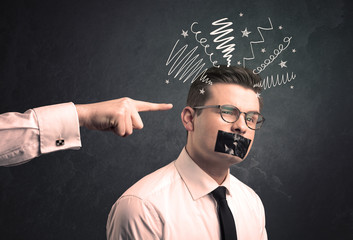 Leader pointing at employee