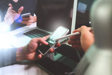 Business team meeting present. Photo professional investor worki