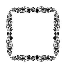 Stylized flowers frame isolated on a white background.