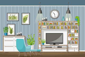 Illustration of interior equipment of a modern living room