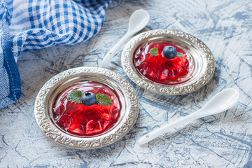 berry jelly on a table, selective focus
