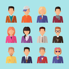 Set of People Characters Avatars in Flat Design.