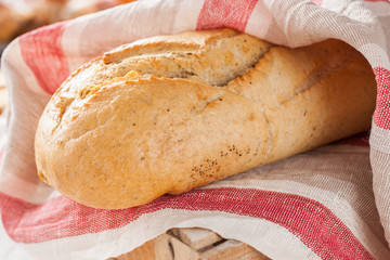 bread on a table, selective focus