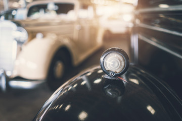 Close up of headlight Retro classic car