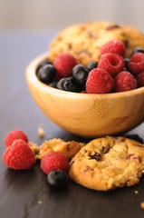 cookies raspberries and blueberries