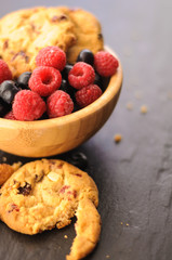 cookies raspberries and blueberries