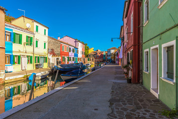 Naklejka premium Venice (Italy) - Burano, the town of a thousand colors, an enchanted island in the heart of the Venice lagoon