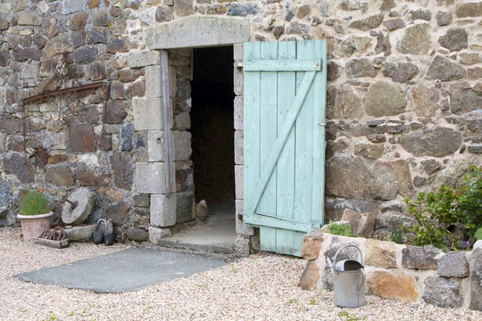 Stone Wall Barn With Open Door