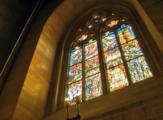 Colorful window in cathedral Prague