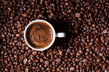 Turkish coffee on coffee bean background