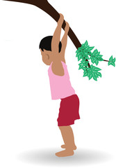 Abstract boy who enjoyed playing with twigs