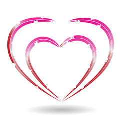 Vector floral pink heart with white background white.