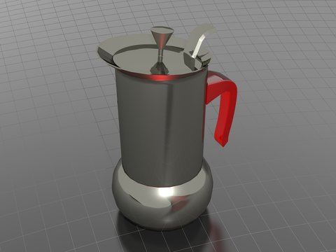 Moka design in steel with red plastic handle