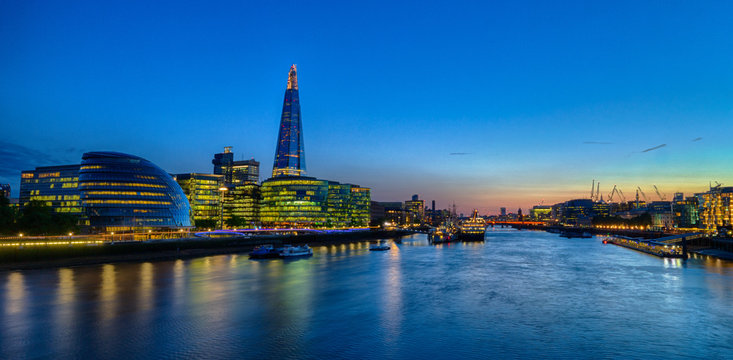 London Cityscape and Shard at sunset HDR