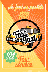 Color vintage taxi poster
