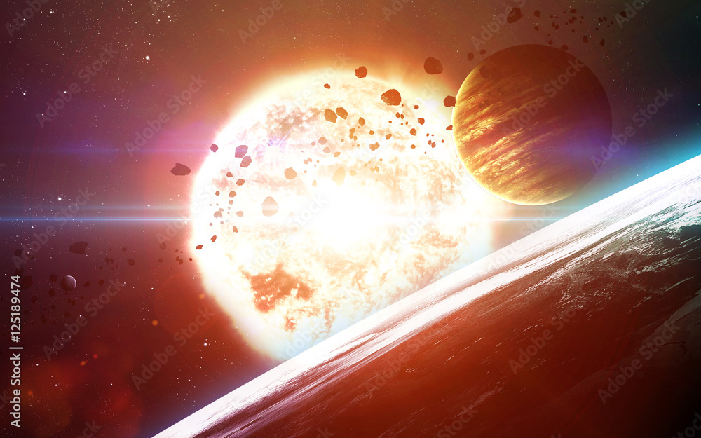 Canvas Prints abstract scientific background - planets in space, nebula and stars. elements of this image furnishe