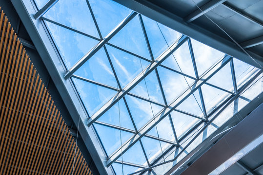 Low angle view of modern ceiling in city of China.