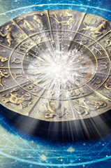 zodiac with rays of light like a concept for astrology