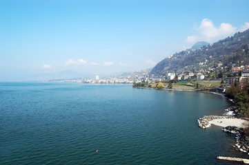 Fototapeta premium View the coast of Lake Geneva.
