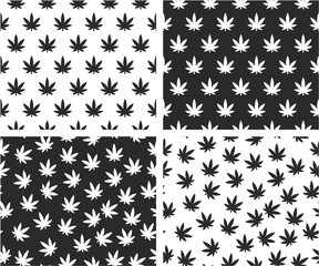 Canabis Leaf Aligned & Random Seamless Pattern Set