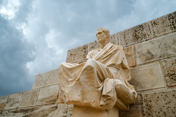 Fototapeta premium Statue of Menander at Acropolis, Athens, Greece